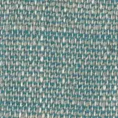 Striped fabric sample with light beige and teal blue bands, dense weave texture, matte finish, horizontal stripes, white label reading "swan > fabric (h) > h 619".